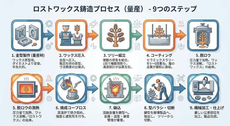 ロストワックス精密鋳造の工程